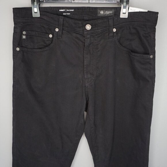 New Ag Adriano Goldschmied Everett Slim Straight Pants in Super Black size 34x32 - Picture 4 of 16